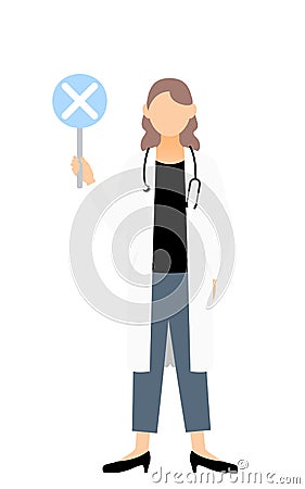 ç™½è¡£ã®å¥³æ€§åŒ»å¸«ãŒãƒãƒ„ã®æ£’ã‚’æŒã¤ãƒ»ç­”ãˆåˆã‚ã›ã®ãƒãƒ¼ã‚º Stock Photo